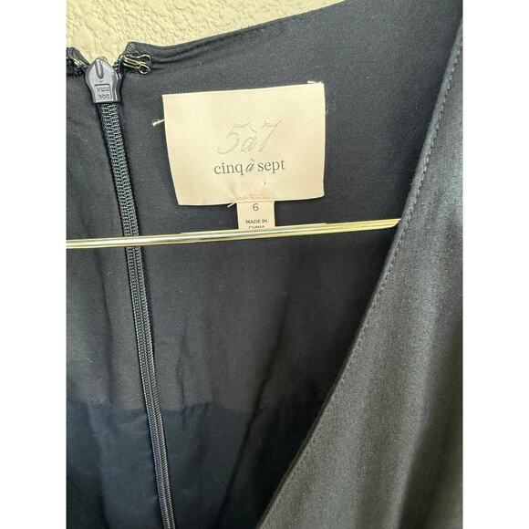 CINQ A SEPT Sawyer Navy V-Neck Pleated Minidress - Picture 13 of 13